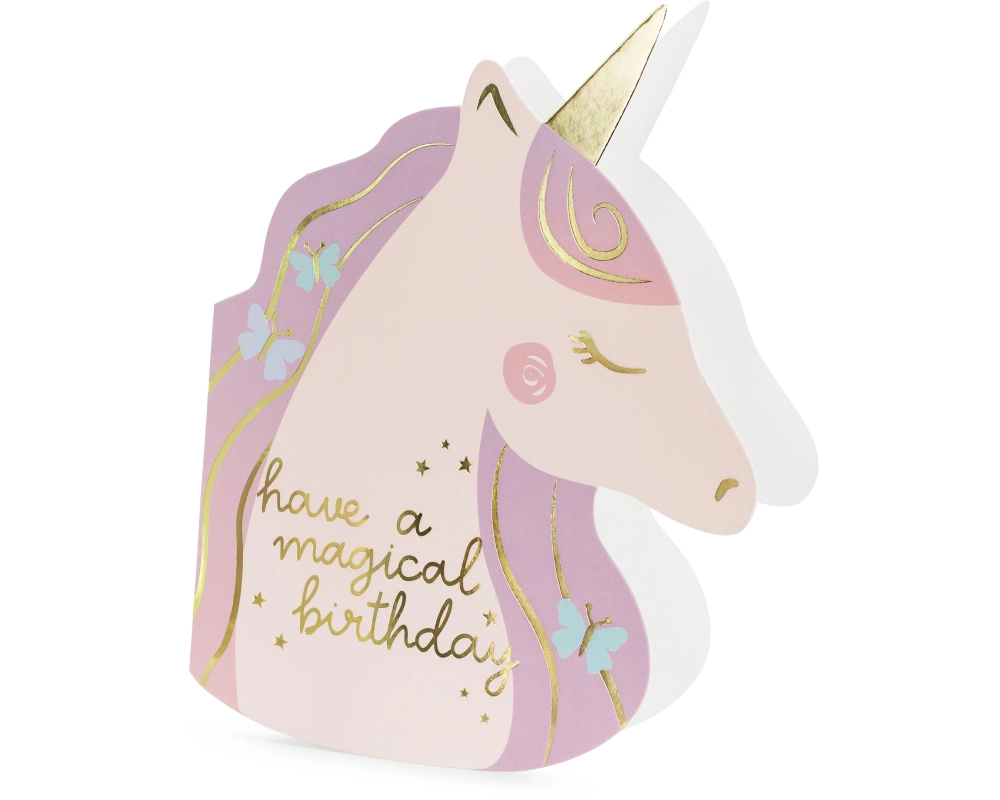 PARTYDECO Geburtstagskarte 15x18.5cm KAR15 Einhorn