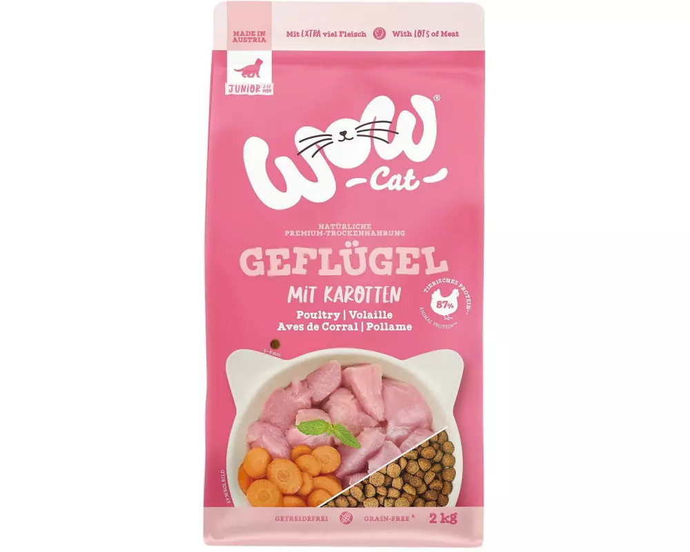 WOW Trockenfutter Cat Junior mit Geflügel 2 kg