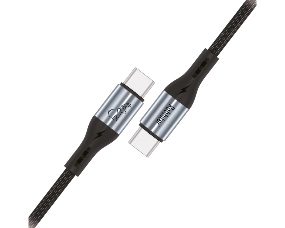 Rabbiter Power USB-C Kabel, 60W, 1.2m - 10Stk., schwarz, 1,2 m
