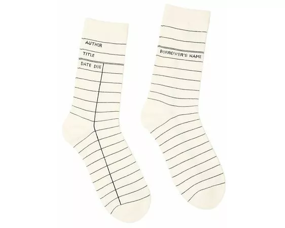 Library Card (White) Socks - Large
