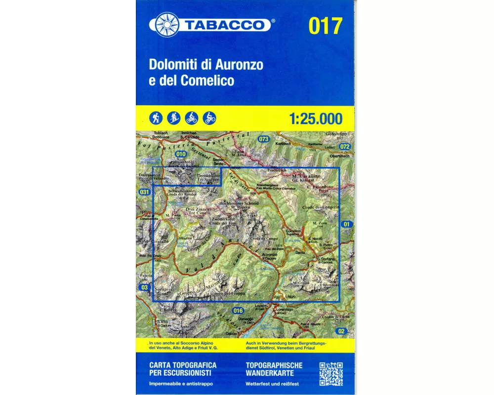 Tabacco Wandern Dolimiti di Auronzo 1:25000