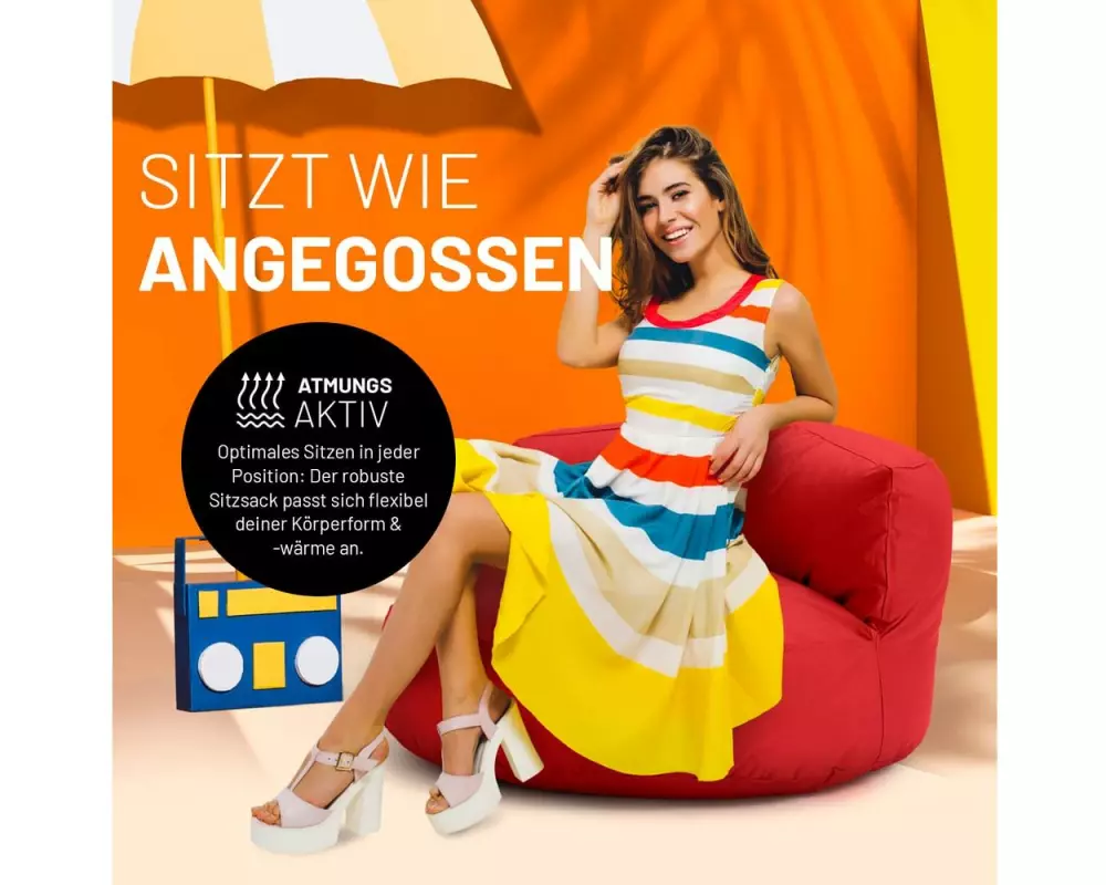Lumaland Sitzsack-Sofa, 320 l Polyester (PES), Rot