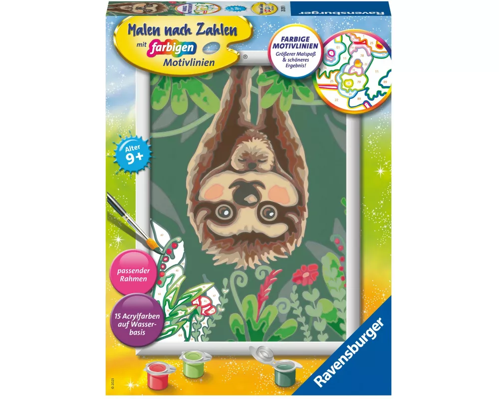 CreArt, Malen nach Zahlen Kinder - Faultier-Liebe