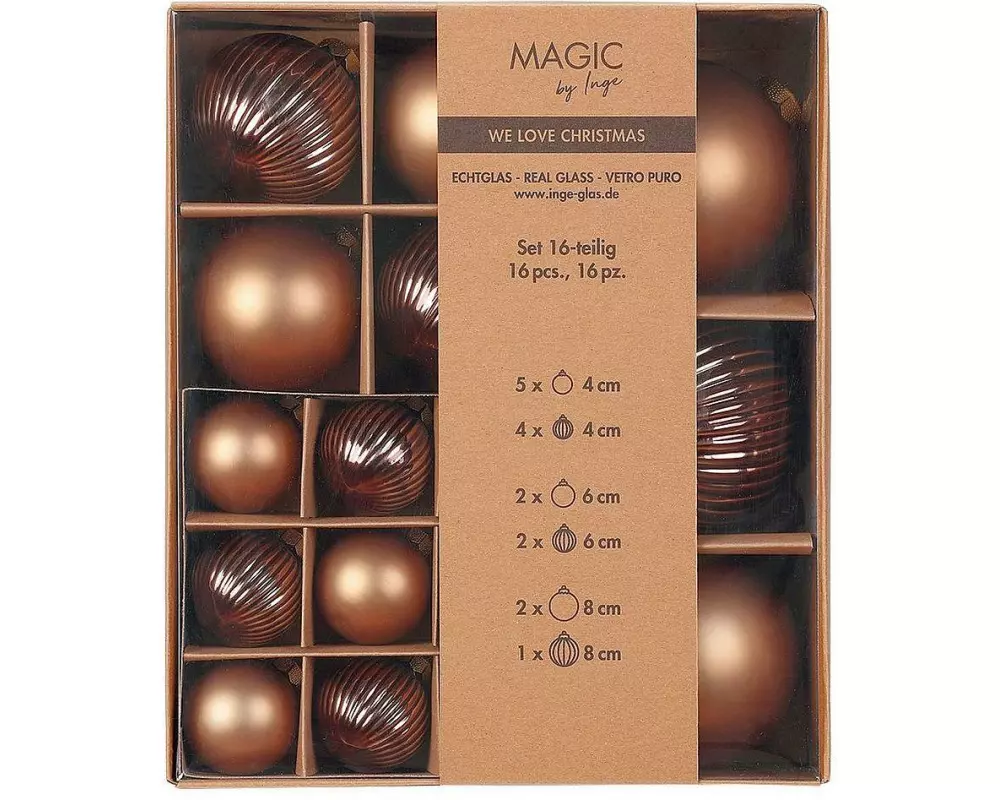 INGES CHRISTMAS DECOR Weihnachtskugel Elegant Lounge 1 Stück, Braun