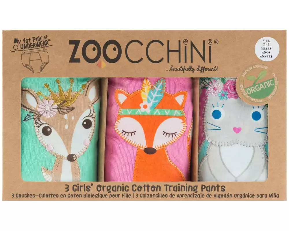 Zoocchini Trainings-Unterhosen 3er Set Girl Wald Prinzessin Grösse S