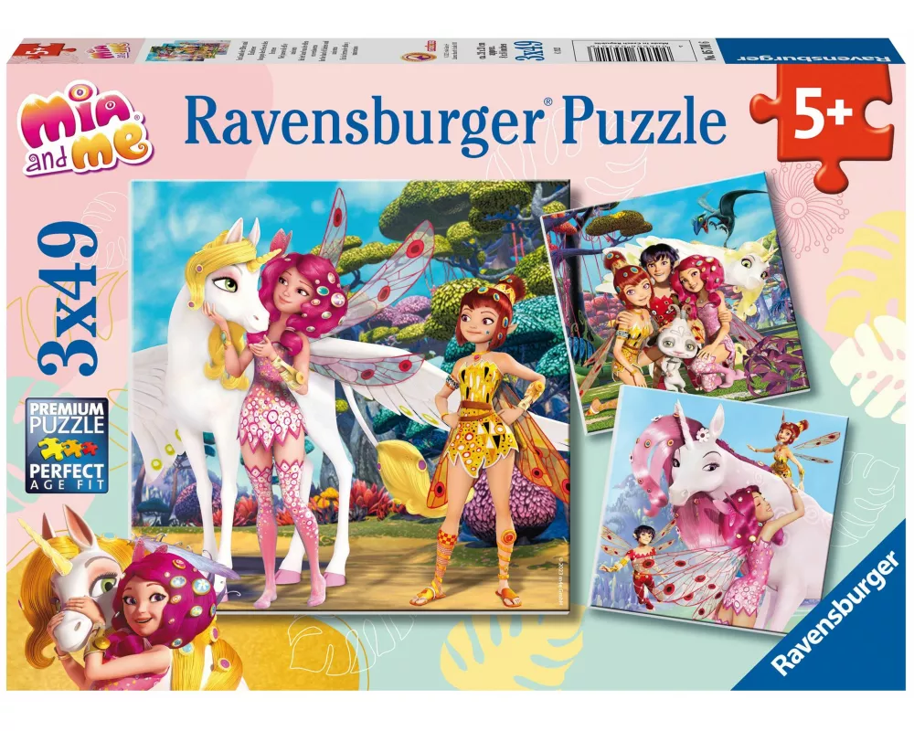 Kinderpuzzle 3x49 Teile - Mia and me - Im Land der Elfen und Einhörner