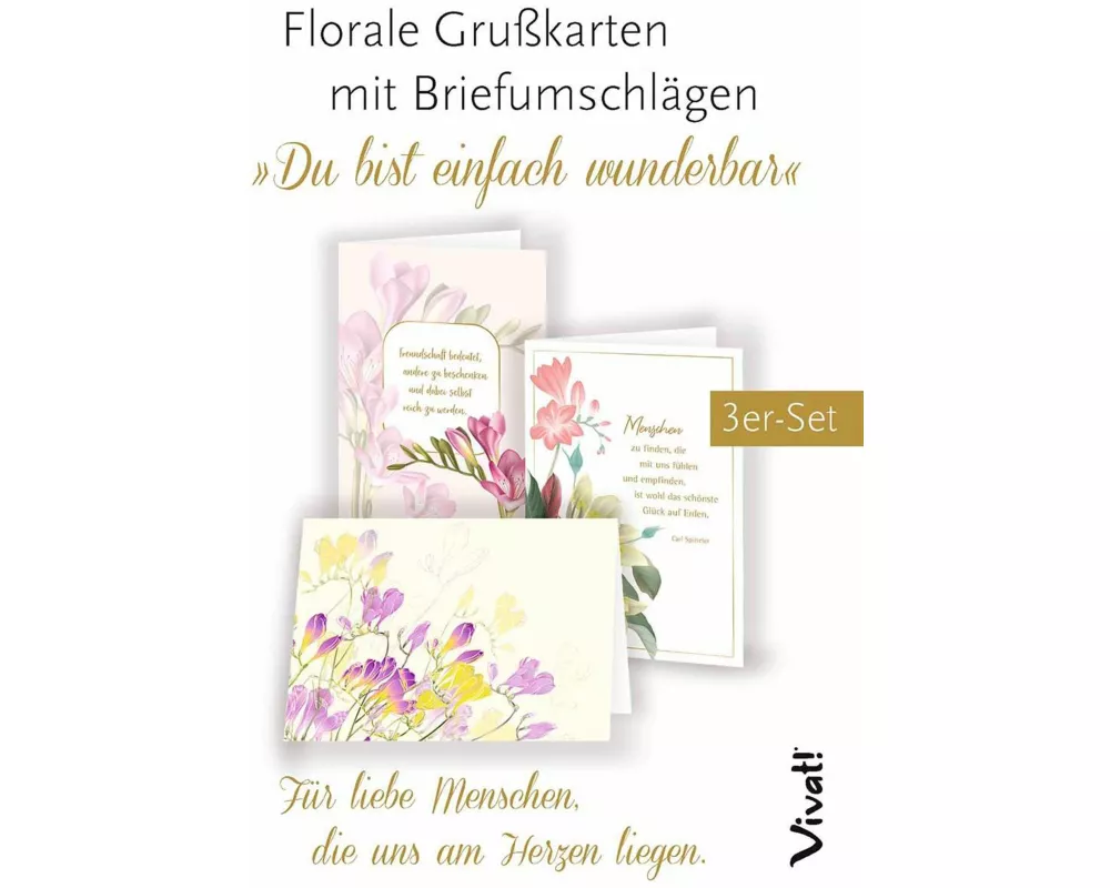 3er-Set Grußkarten »Du bist einfach wunderbar«