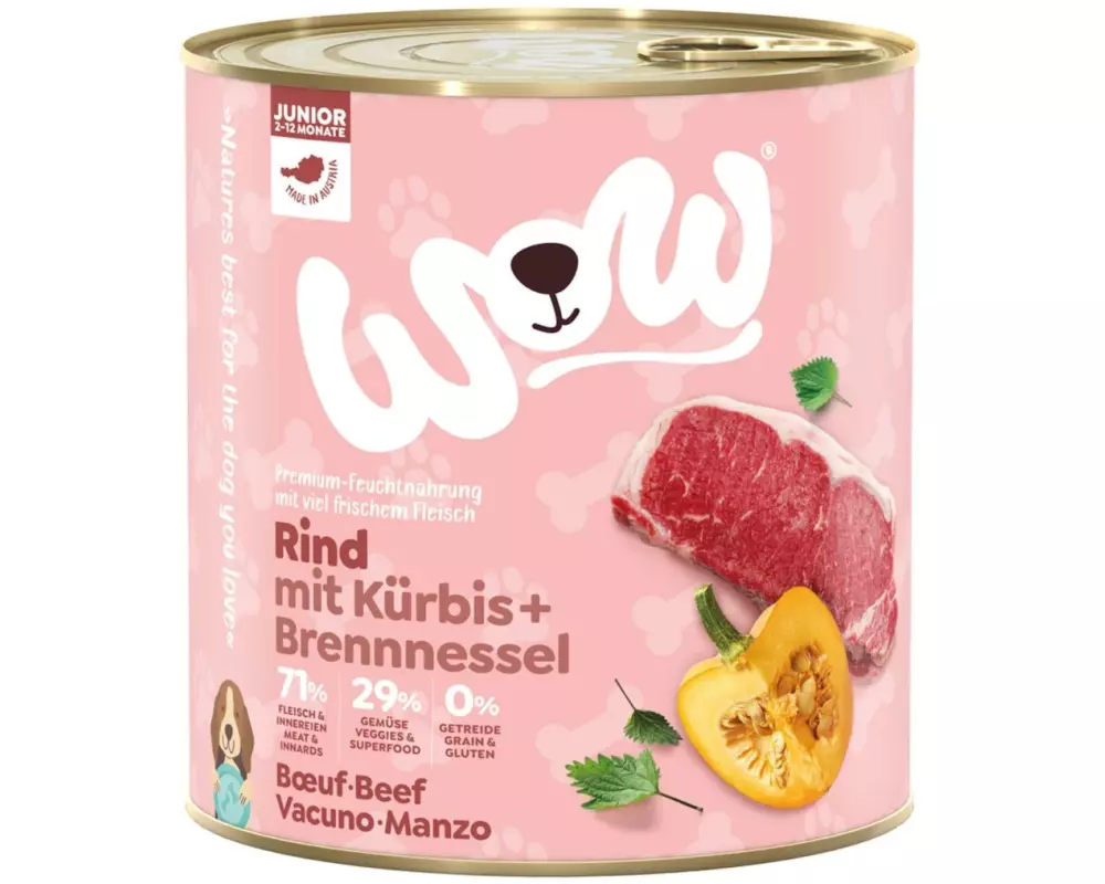 WOW Nassfutter Junior Rind, 800 g