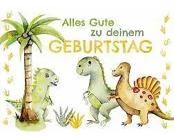 Postkarte. Zum Geburtstag (Dinos)