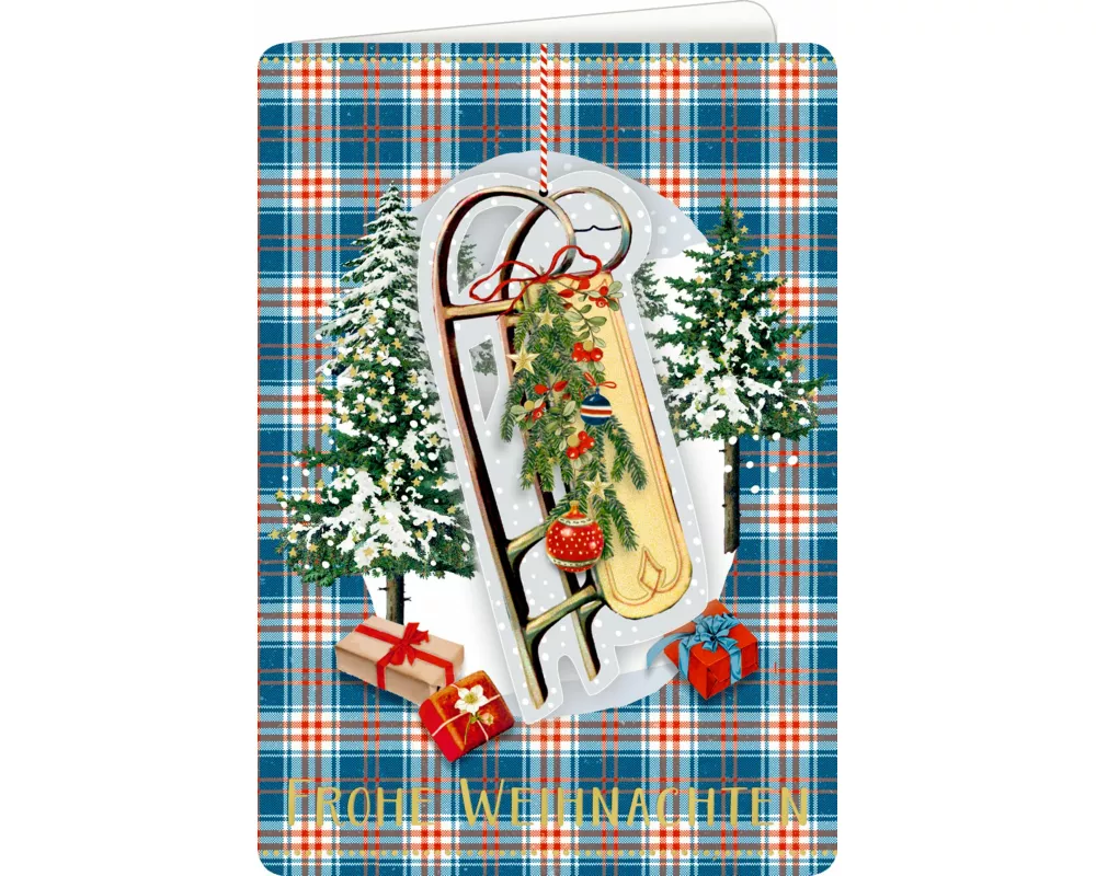 Weihnachtskarte Schlitten