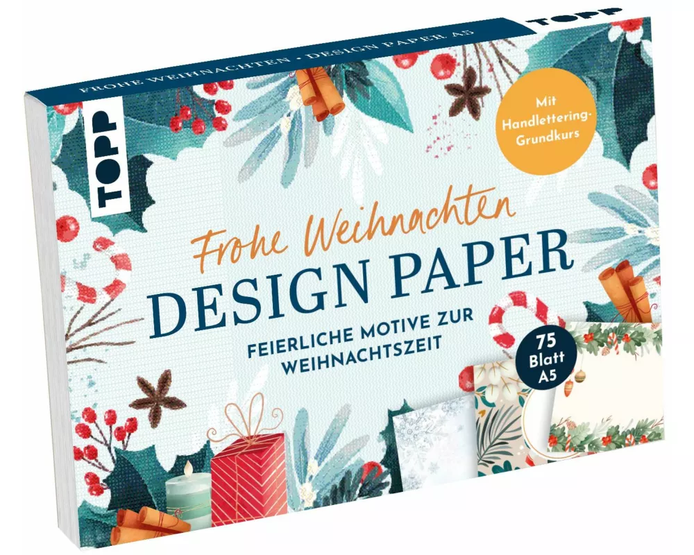 Design Paper A5 Frohe Weihnachten. Mit Handlettering-Grundkurs