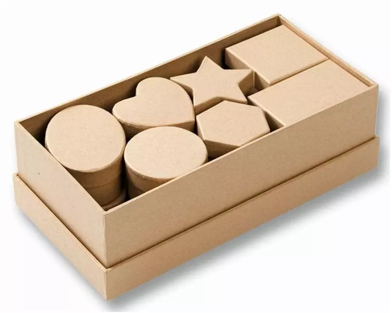 Folia Papp-Schachtel 15-teilig, Natur