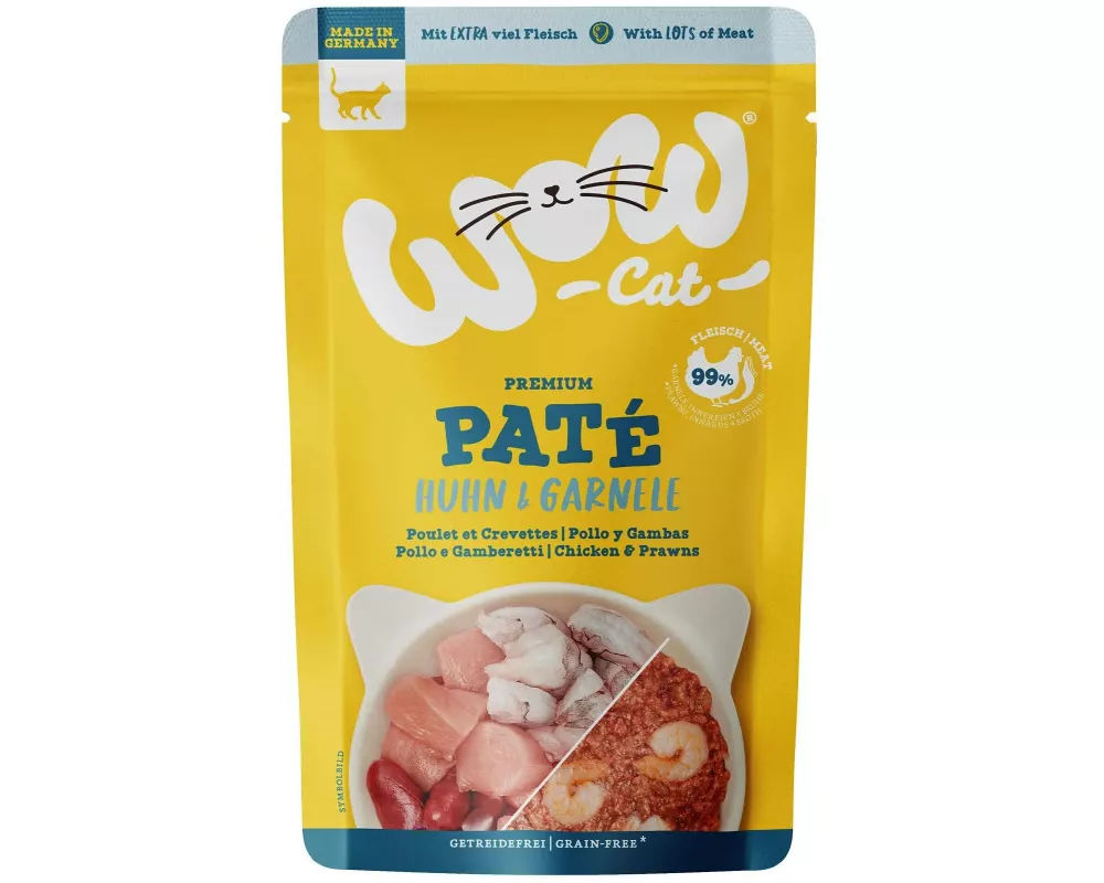 WOW Nassfutter Adult Paté Huhn & Garnelen, 125 g