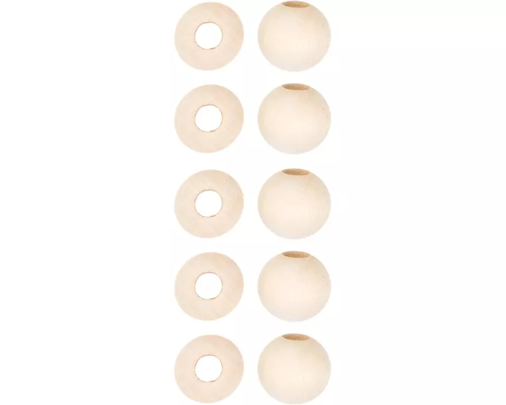 lalana Holzperlen mit Grossloch 20 mm, 10 Stück