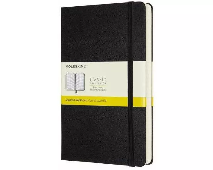 Moleskine Notebook L/A5, Squared, Expanded, Hard Cover, Black