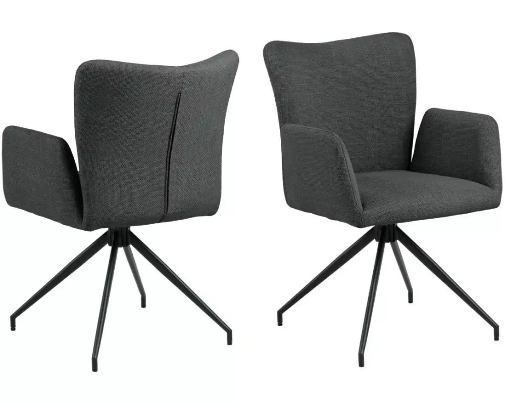 AC Design Stuhl Laura Dunkelgrau/Schwarz, 2 Stück
