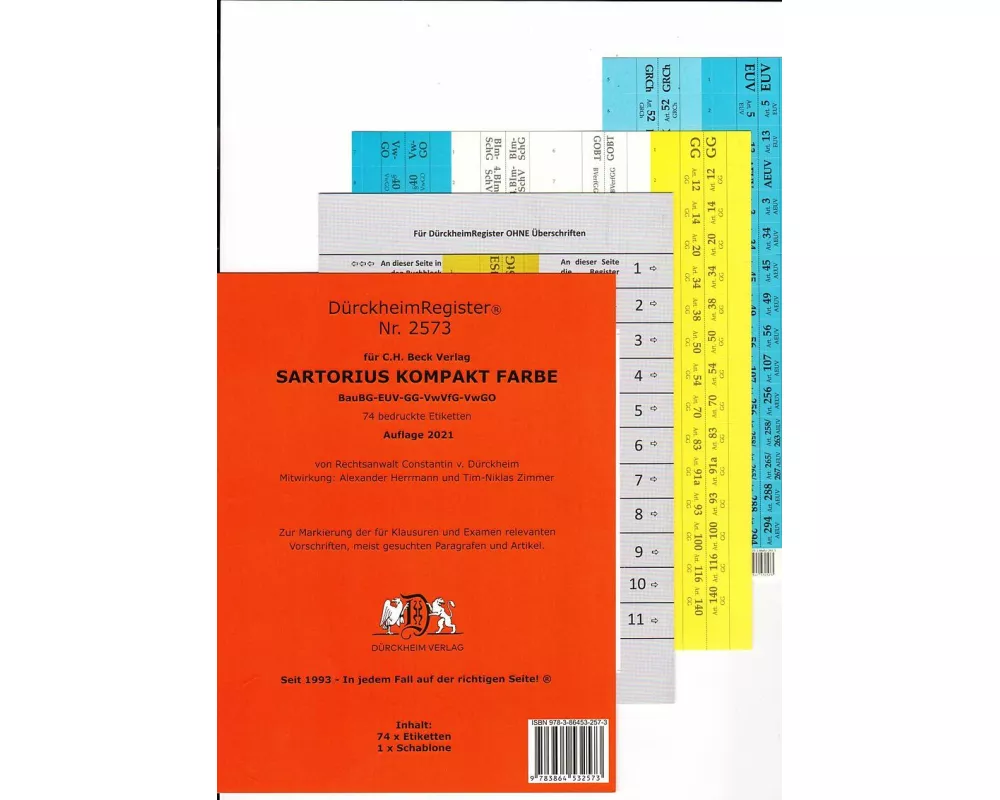 DürckheimRegister SARTORIUS KOMPAKT-Farbe (2020) Gesetze und §§