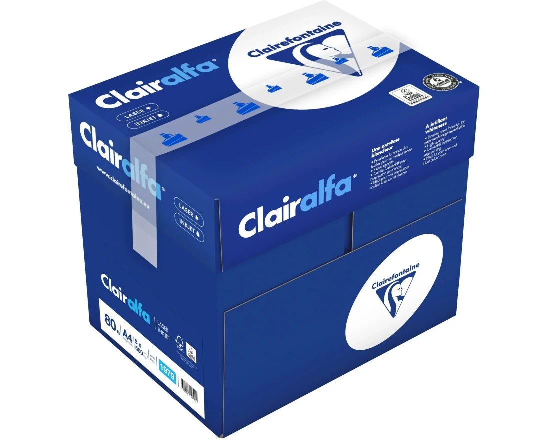 Fischer Papier Kopierpapier A4 FSC Clairalfa A4, Weiss, 80 g/m², 2500 Blatt