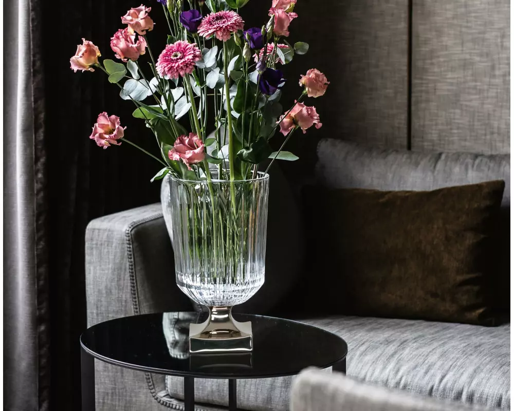 Nachtmann Minerva Vase auf Fuss in Platin 32 cm, Platin/Transparent