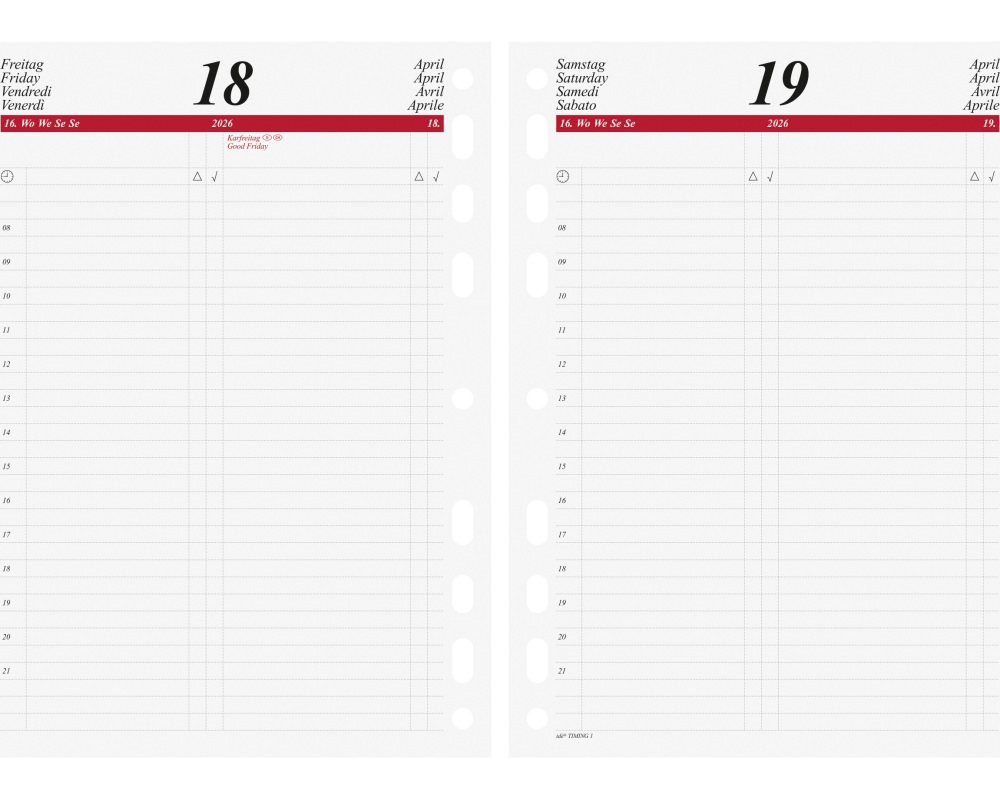 RIDOIDE Timing 1 Tageskalender 2026 7065900006.26 1T/1S ML 14.8x21cm