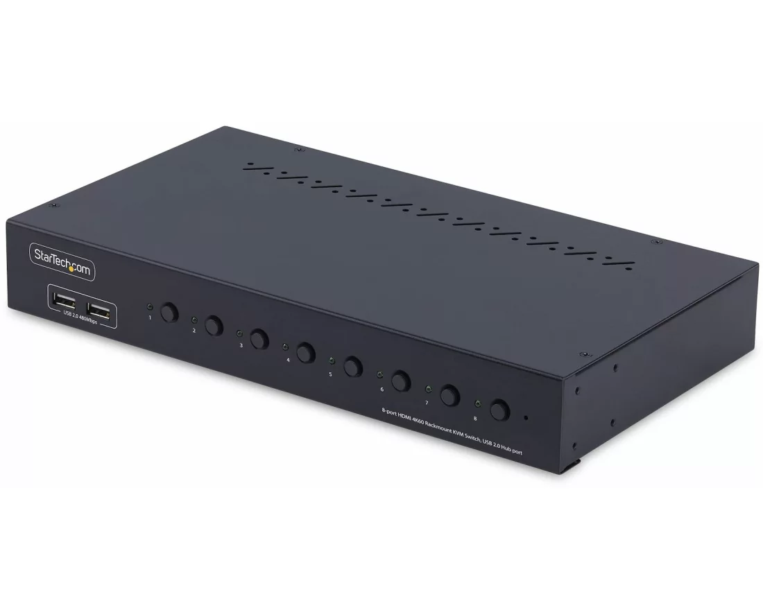StarTech.com R8AH202-KVM-SWITCH Tastatur/Video/Maus (KVM) Switch Rack-Einbau Schwarz