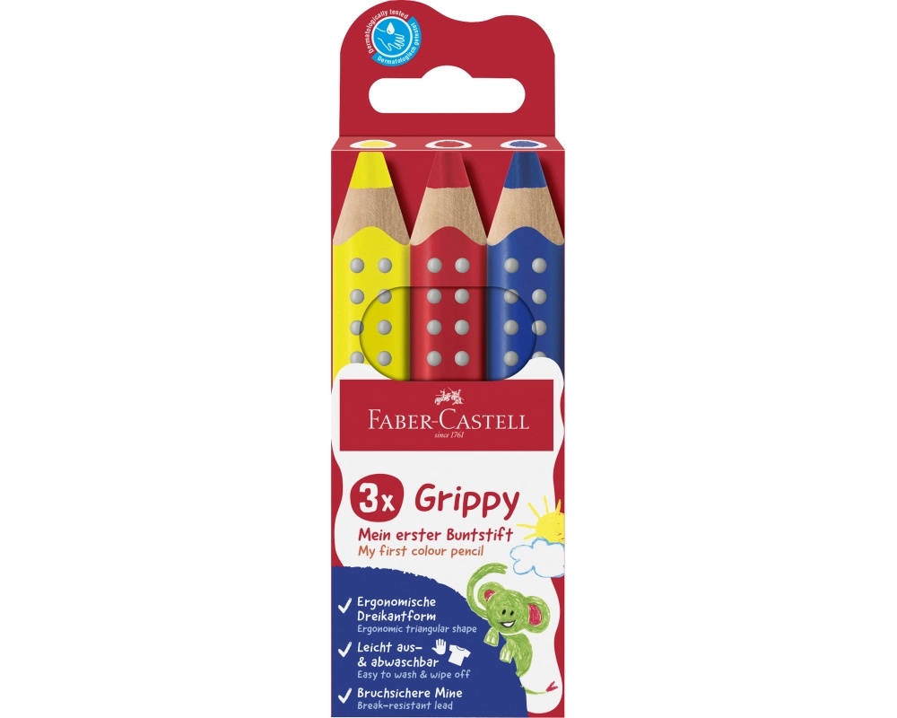 FABER-CASTELL Farbstifte Grippy 110707 3 Farben