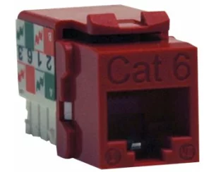 EATON TRIPPLITE Cat6/Cat5e, 110 Style, Punch Down, Keystone Jack - Red, TAA