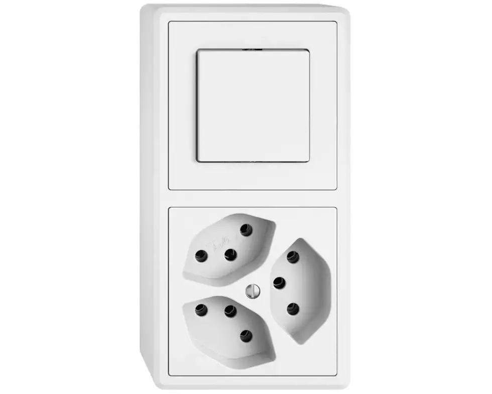 Feller EDIZIOliv Kombination EDIZIO.liv AP mit Schalter und 3x Steckdosen