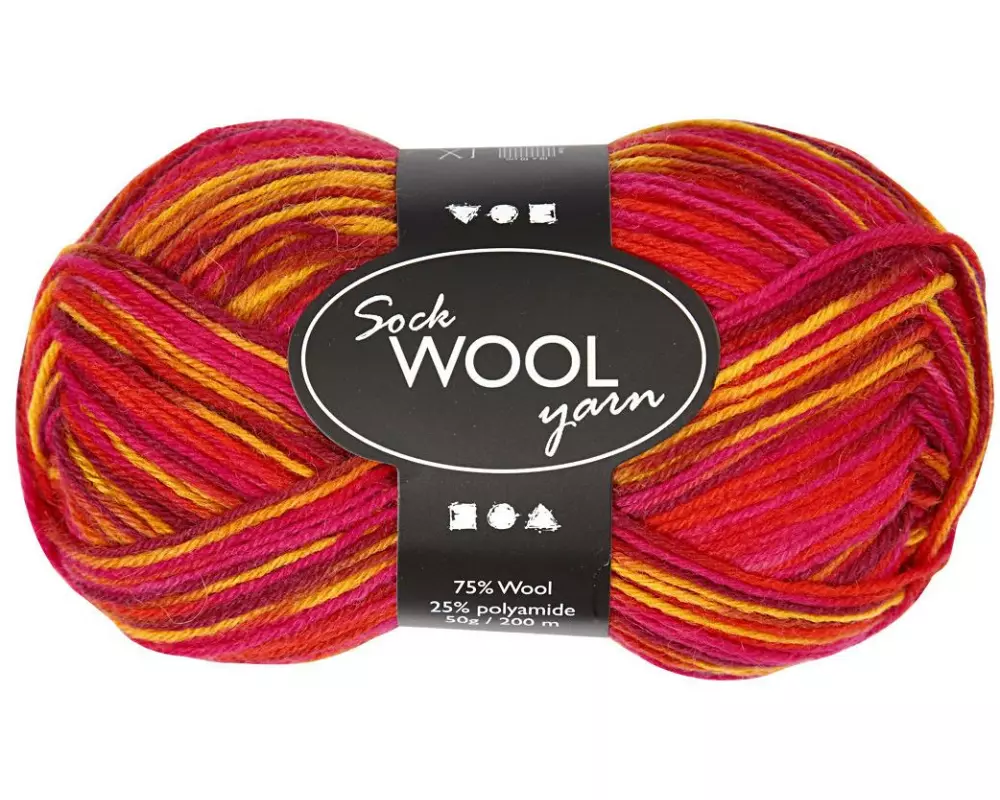 Creativ Company Wolle 50 g für Socken, Rot/Orange