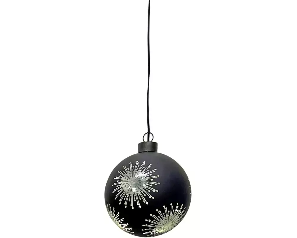 Dameco Weihnachtskugel 8 LEDs, Ø 10 cm, Schwarz