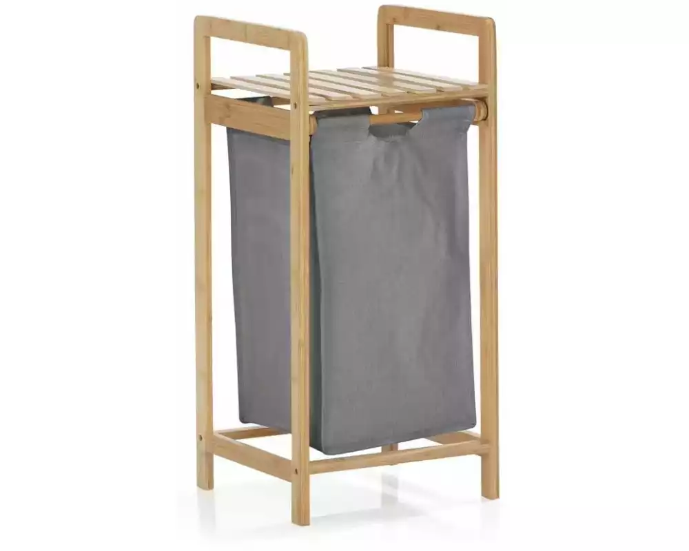 Lumaland Wäschekorb Bambus 30 l, Braun/Grau