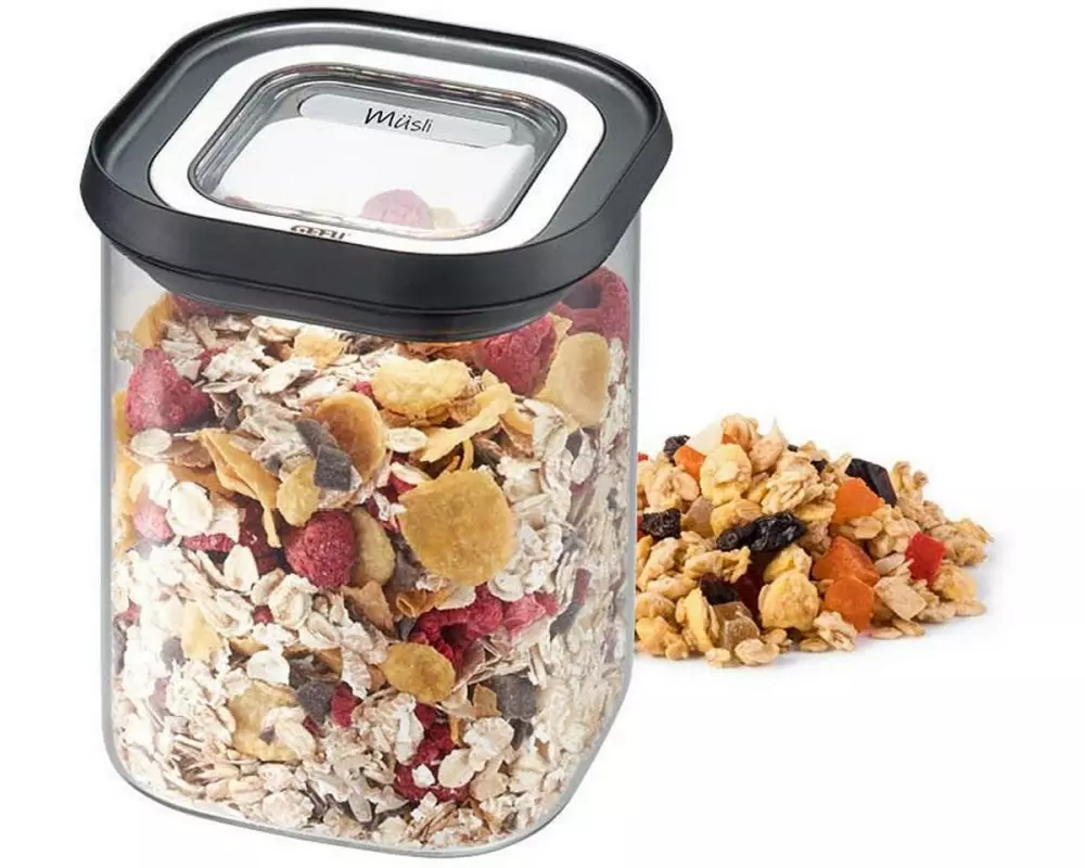 GEFU Vorratsdose Pantry 0.9 l, Transparent/Schwarz