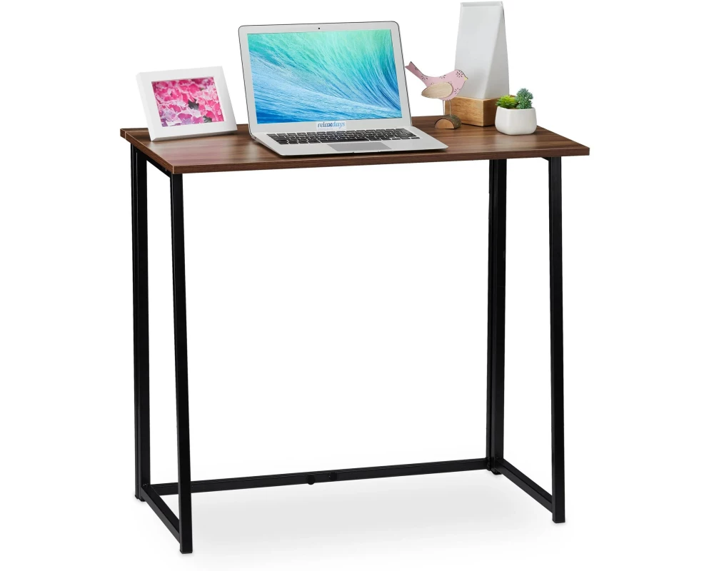 relaxdays Klapptisch 80 x 45 cm, Braun / Schwarz