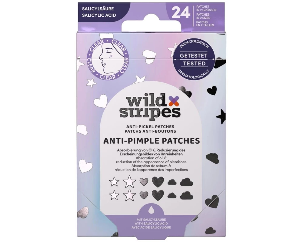 Wild Stripes Anti-Pickelpflaster, Salicylsäure, Holo Clear 24 Stück