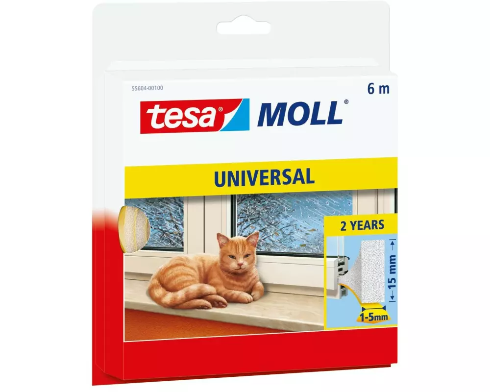 tesa Universal Schaumstoff 6 m x 15 mm, Weiss