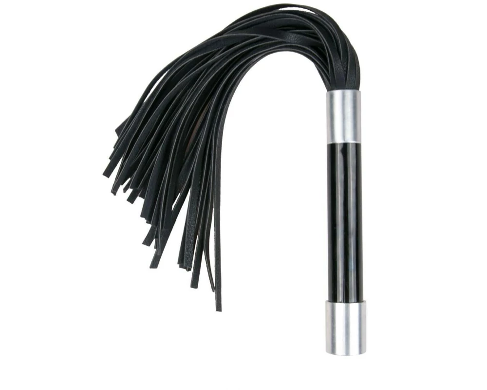 Easytoys Fetish Collection Riemenpeitsche mit Metallgriff Schwarz