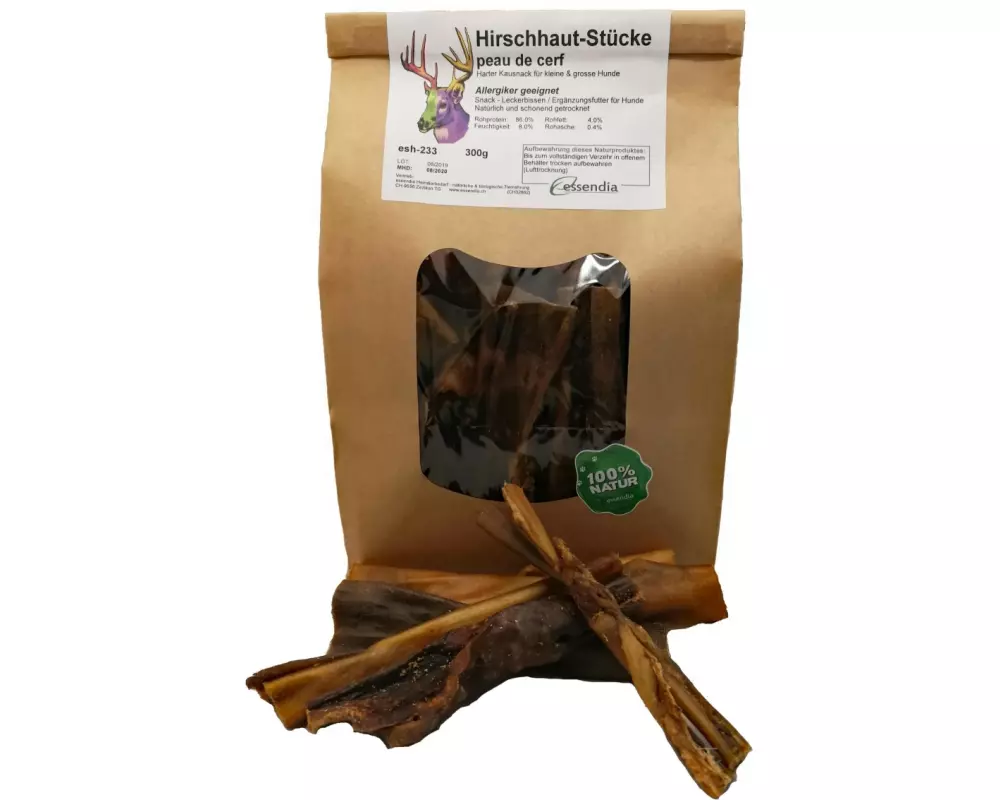 essendia Kausnack Hirschhautstücke, 300 g