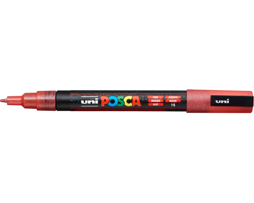UNI-BALL Posca Marker 0.9-1.3mm PC3-ML RED glitzer rot