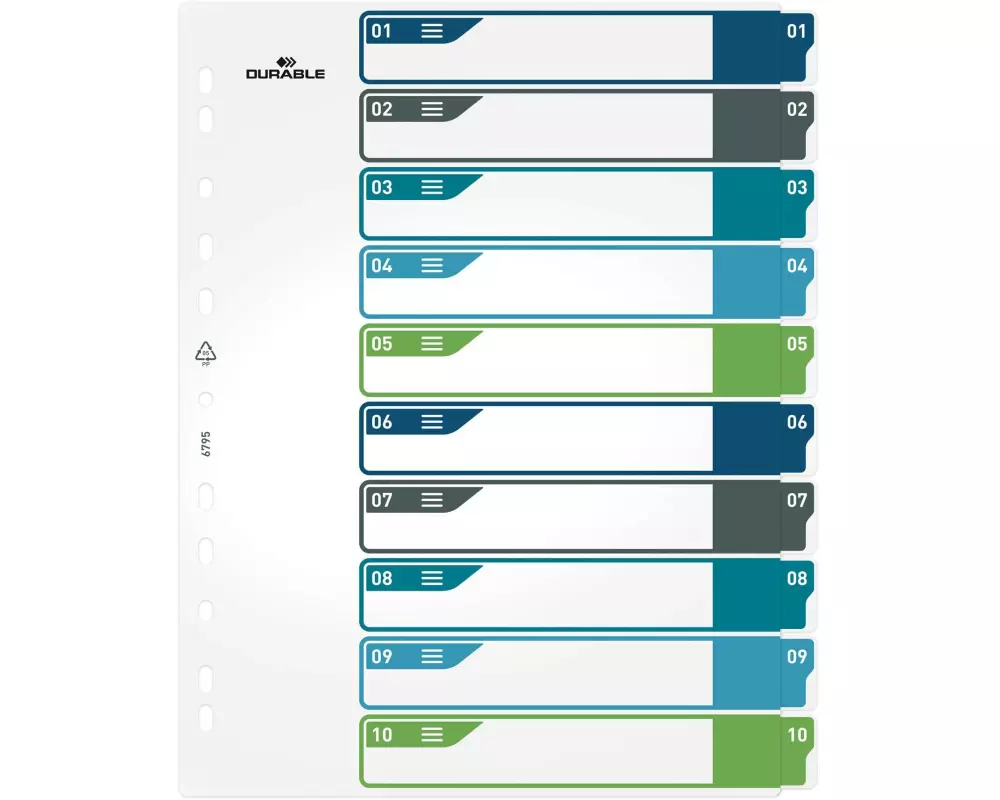 DURABLE Register A4+, 1-10, 5-farbig