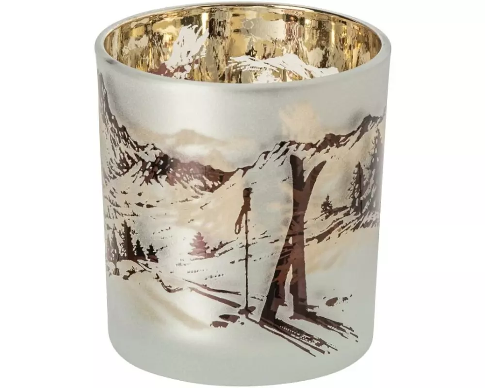 Jolipa Windlicht Ski Weiss,