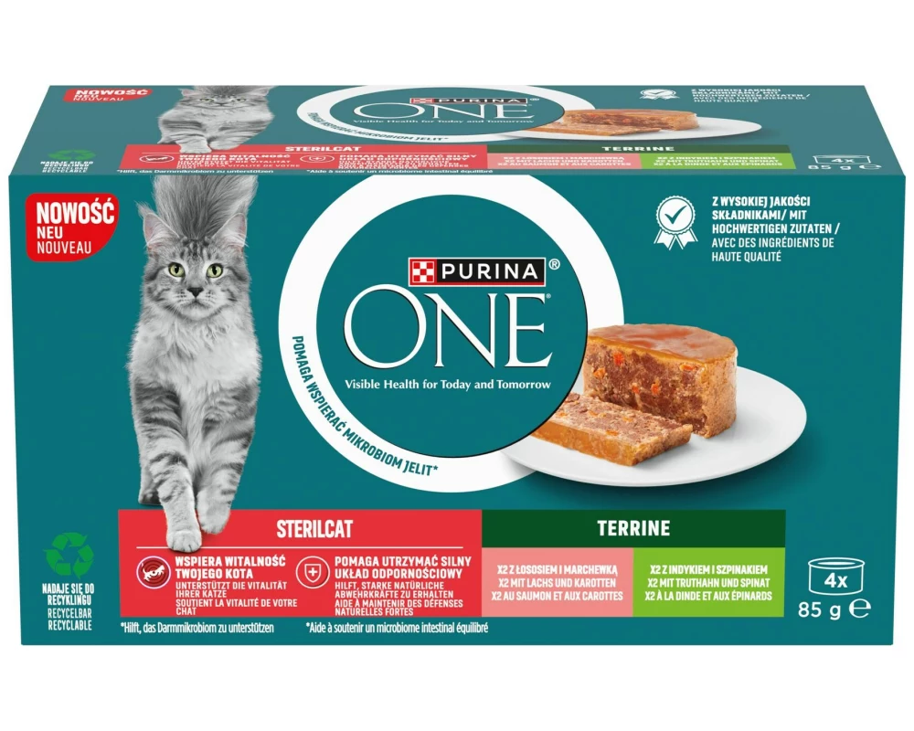 Purina ONE Nassfutter Sterilcat Terrine mit Lachs und Truthahn 4 x 85 g