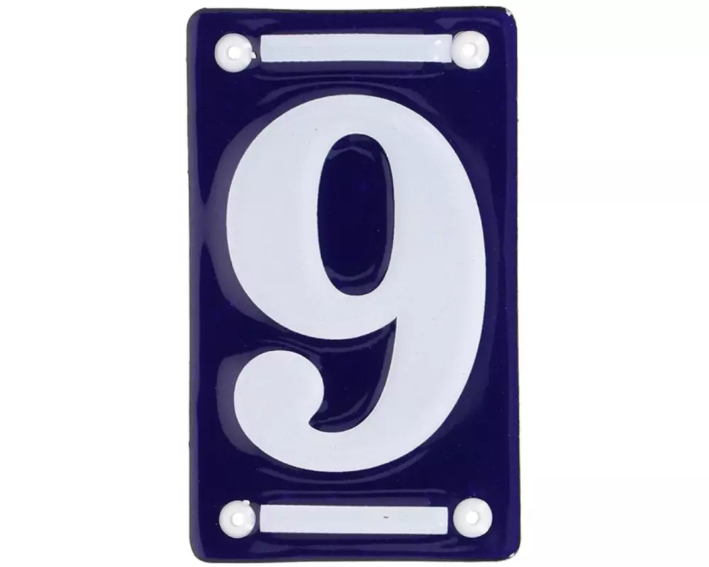 Esschert Design Hausnummer 9 7 cm, Blau/Weiss