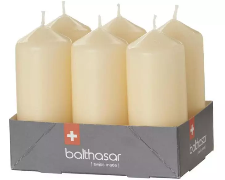 balthasar Zylinderkerze Ecru, 6 Stück