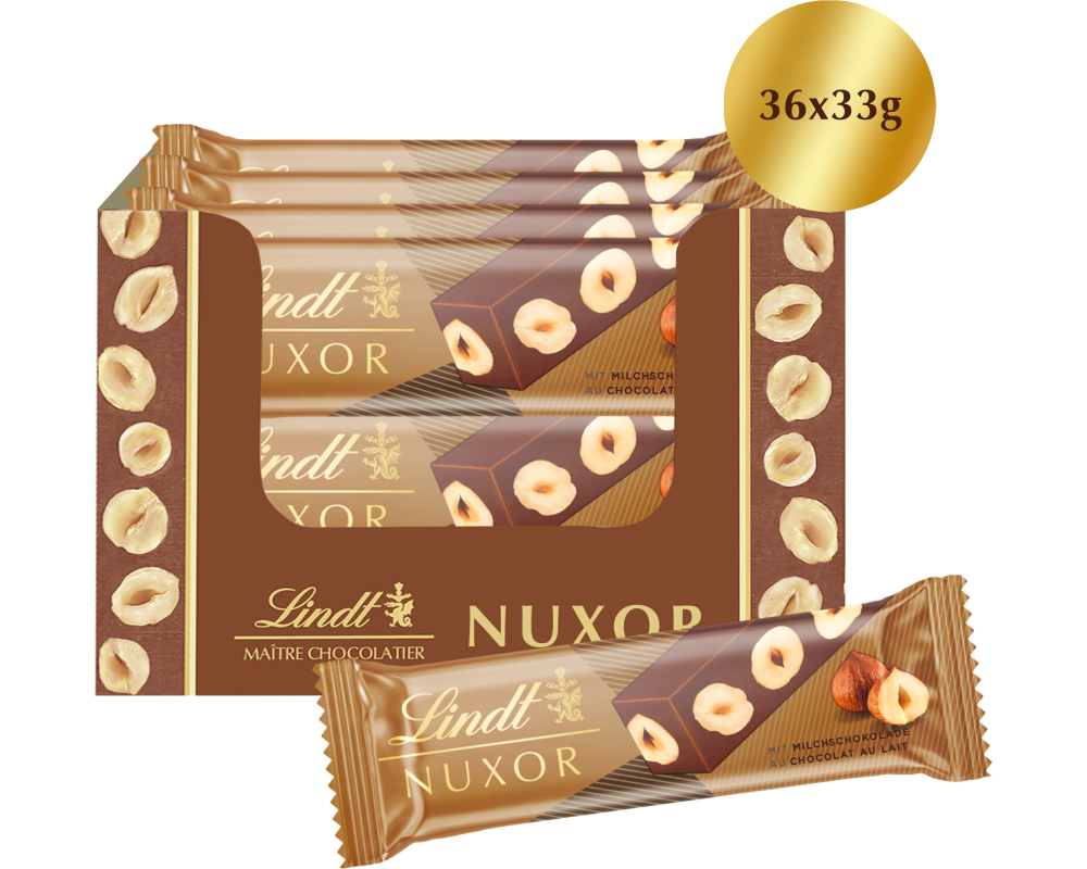 LINDT Schokoladenriegel 680430 Nuxor Milch 36x33g