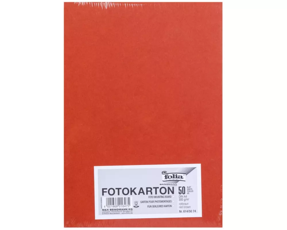 Folia Fotokarton A4, 300 g/m², 50 Blatt, Rotbraun