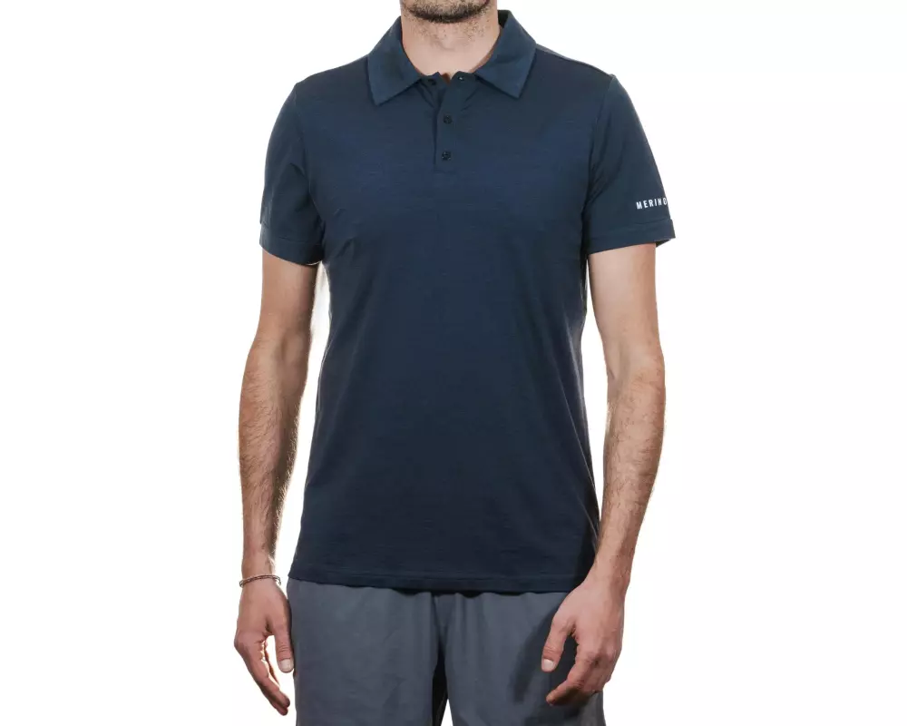 Merino & More Kurzarmshirt Polo S, Dunkelblau