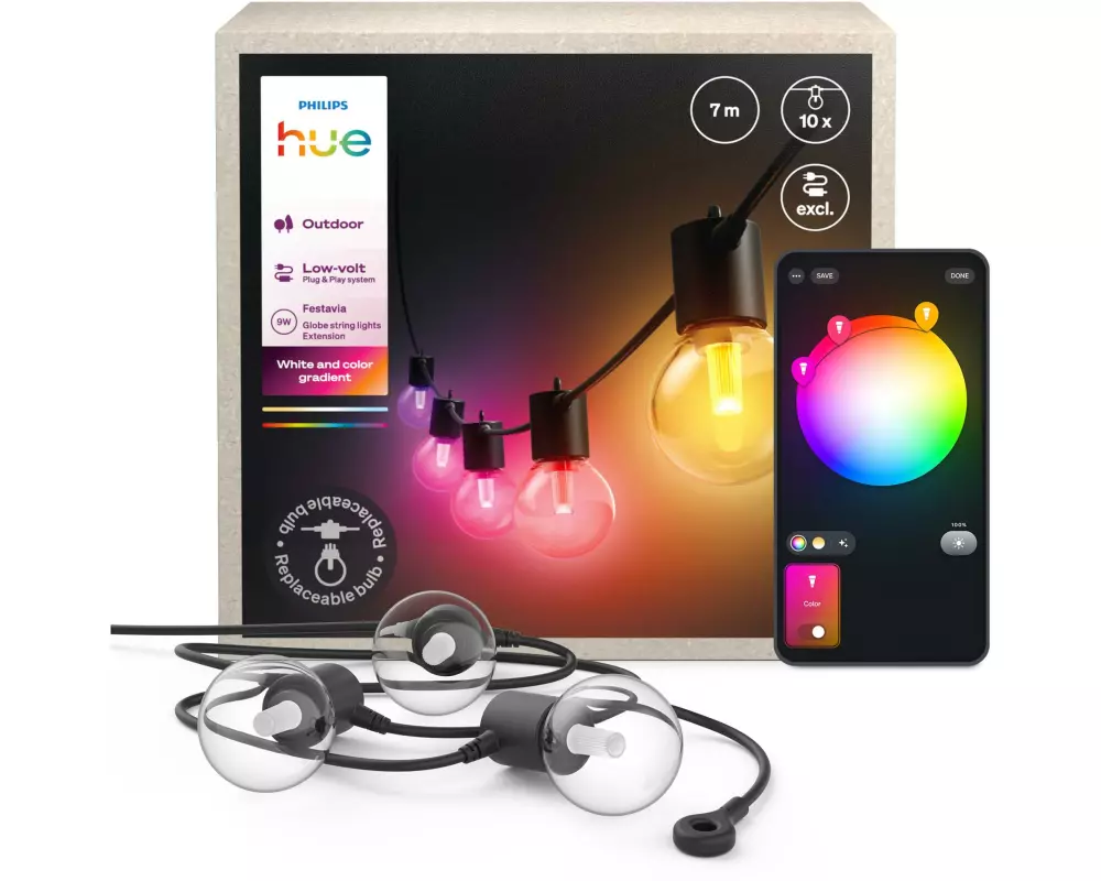 Philips Hue LED-Lichterkette Festavia Globe Outdoor Erweiterung 7 m CH