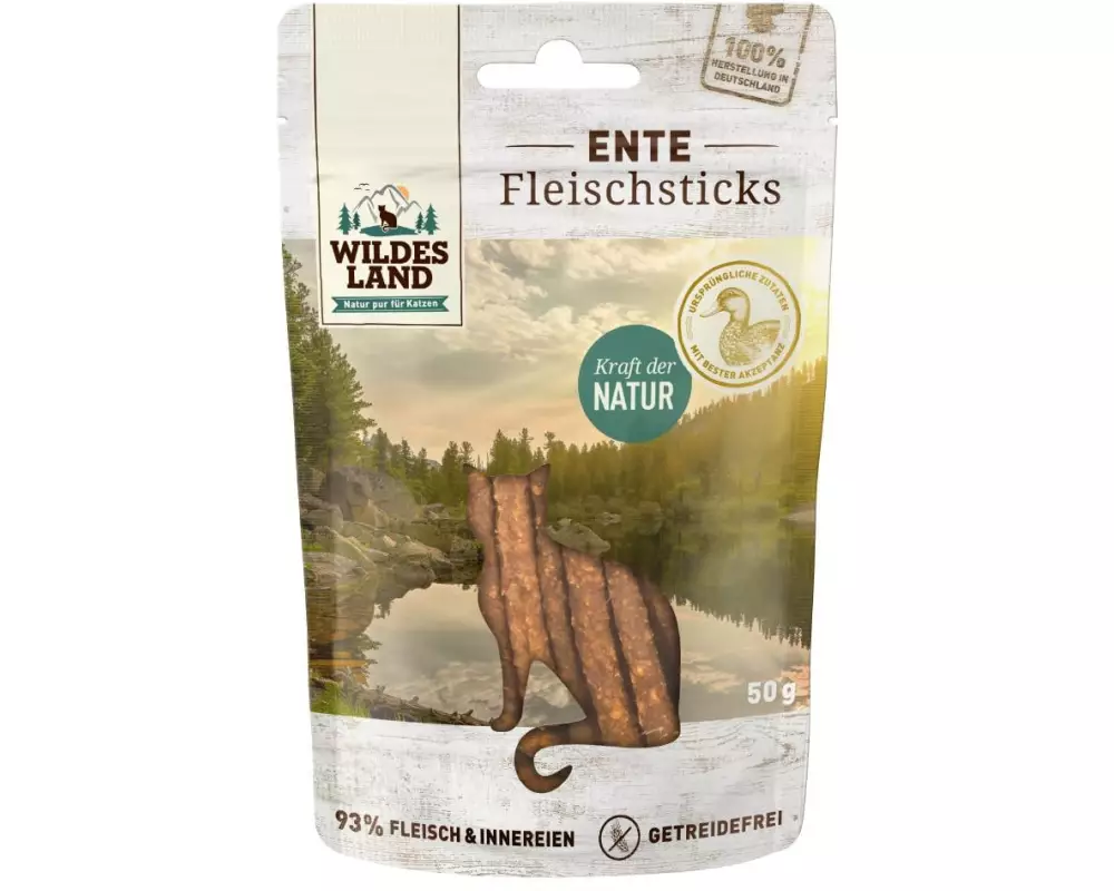 Wildes Land Katzen-Snack Ente Pur Sticks 50 g