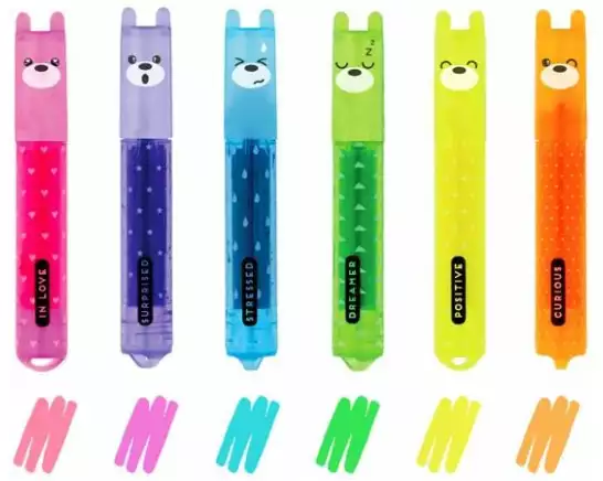 Legami Textmarker Mini Set Teddys Mood, 6 Stück