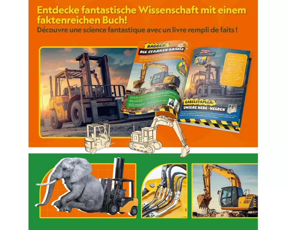 CubicFun Bagger & Gabelstapler mit Hydrauliksystem